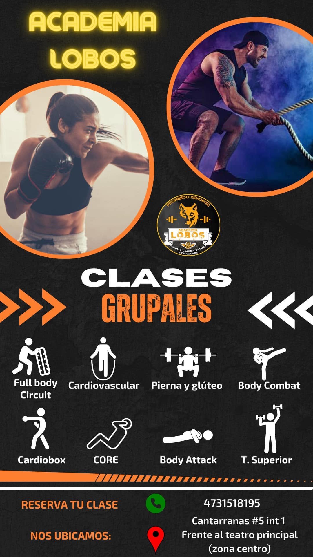 Clases grupales de Academia Lobos y datos de contacto